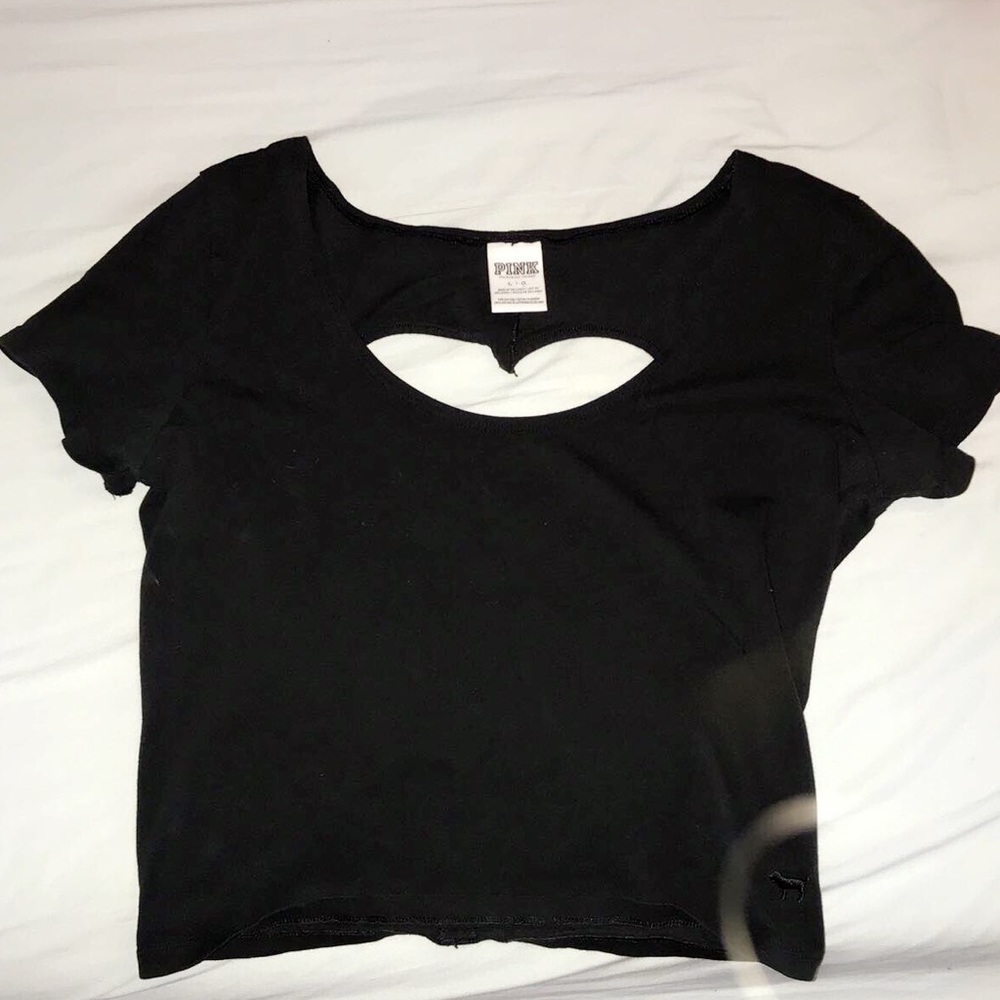 PINK Crop Top with Heart Shaped Cut-Out in Back